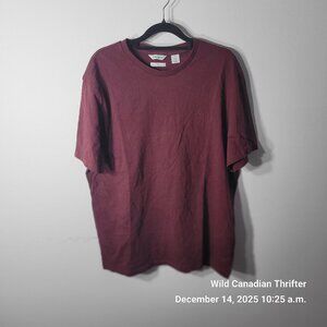 Calvin Klein L Burgundy Classic Fit Cotton Crew Neck Short Sleeve T-Shirt